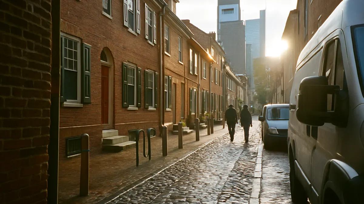 Cobbled street in Old City, Philadelphia